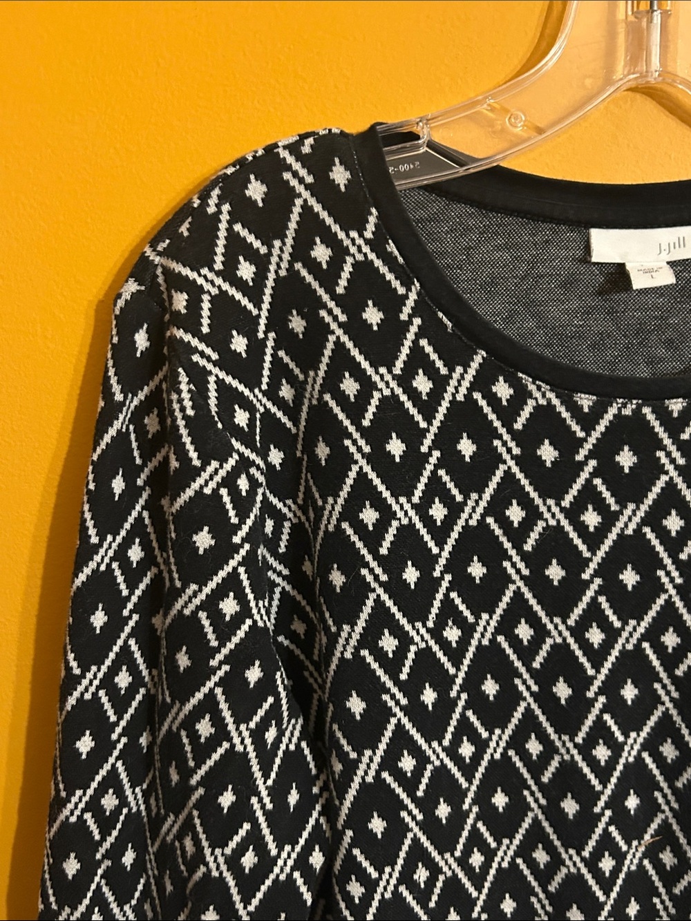 J. Jill Black and White Geometric Crewneck Sweater - Picture 2 of 7
